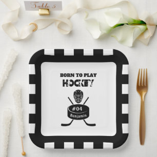 Name Age or Jersey Number Hockey Sport Paper Plates