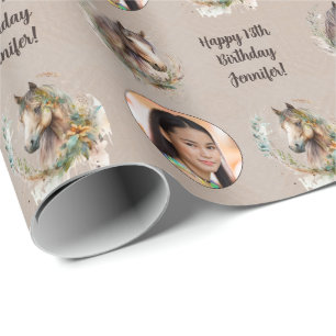 Name Age Photo Just a Girl Who Loves Horses Wrapping Paper