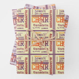 Name Age Sentiment Choir Themed Birthday Wrapping Paper Sheets