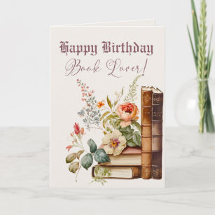 Name Age Text Book Lover Watercolor Style Birthday Card