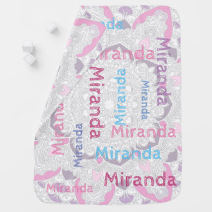 NAME ALL OVER Mandala Baby Blanket Girl Pink Lilac
