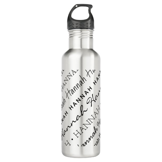 Name All Over Repeating Different Fonts Silver Stainless Steel Water Bottle (Front)