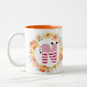 Name Alphabet "N" Two-Tone Coffee Mug