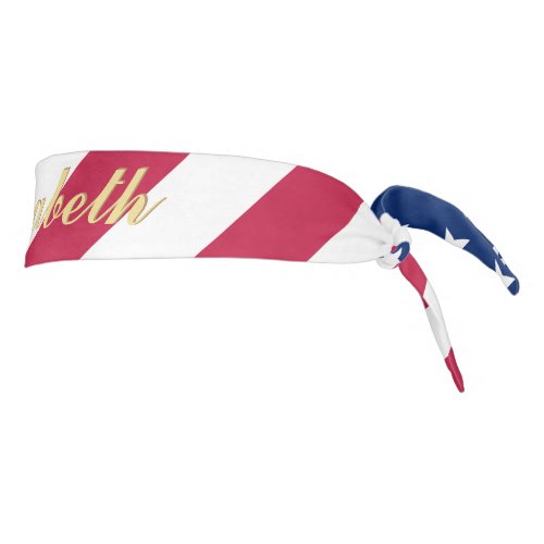 Name America Flag Red White Blue Sports Sweatband Tie Headband
