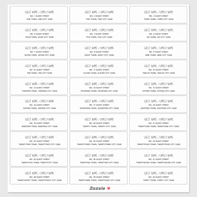 Name and Address Labels for Announcement Cards Zazzle