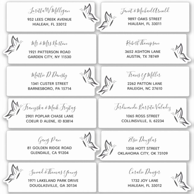 Name and Address Typography for Wedding or Event Sticker (Front)