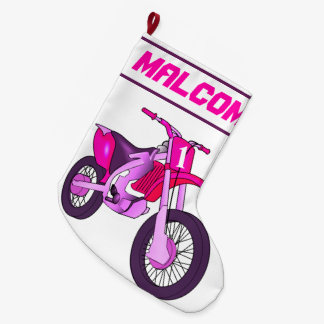 NAME and Age or Number Dirt Bike Motorcycle Large Christmas Stocking