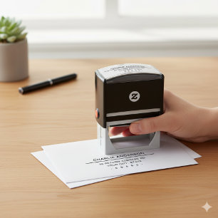 Name and business return address self-inking stamp
