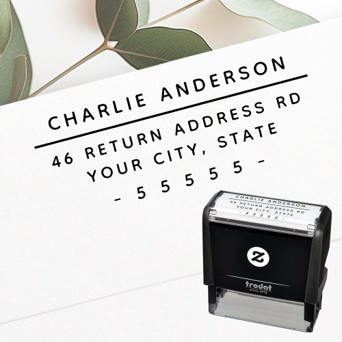 Name and business return address self_inking stamp