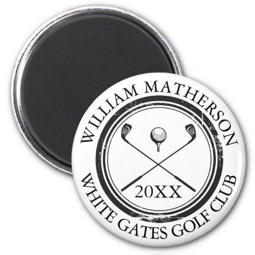Name And Club Name Date Black and White Magnet