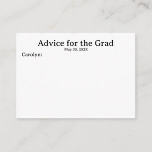 Name and Date Personalized Graduation Advice Cards