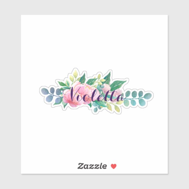 Name and Flowers Peonies Bohemia Sticker (Sheet)