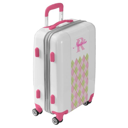 Name and initial girls diamond pattern luggage