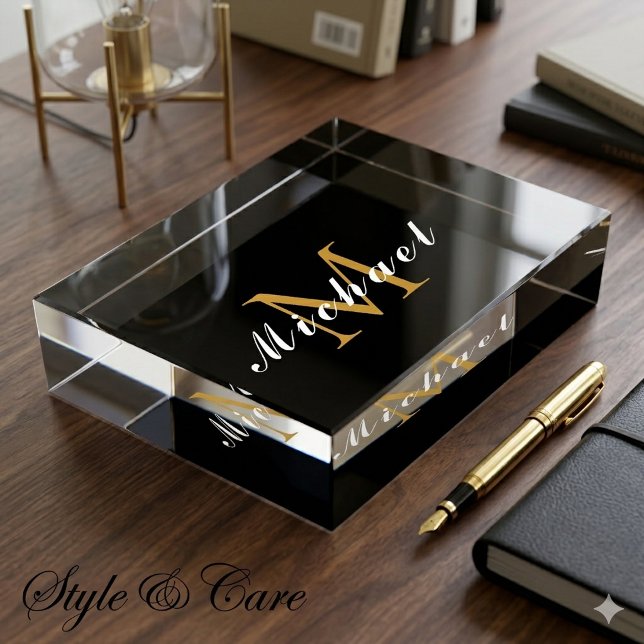 Name and Initial Paperweight – Personalized Gift (Name and Initial Paperweight – Personalized Gift)