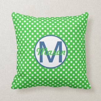 Name and Initial, Polka Dots with Blue and Green