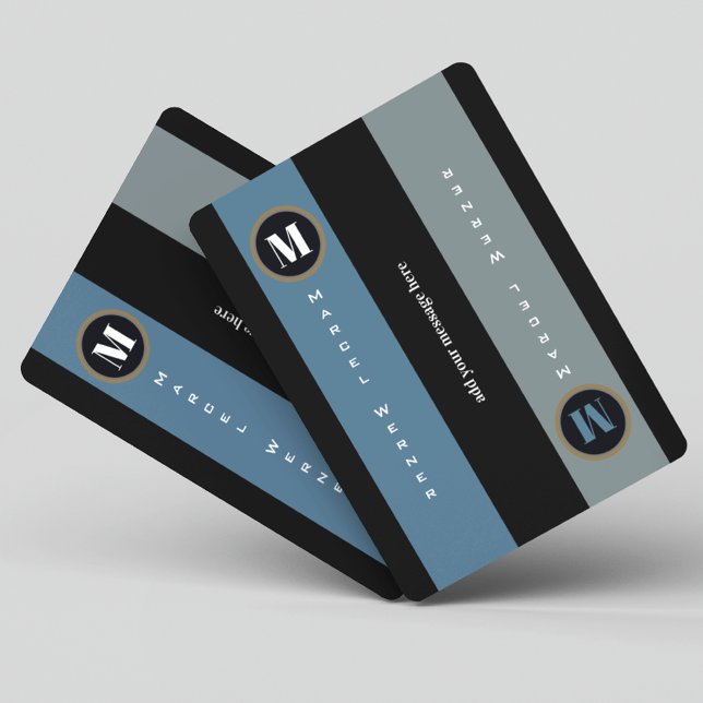 Name and Initial with stripes, modern monogrammed Poker Cards (cool and modern design)