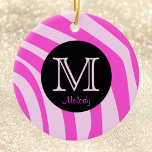 Name And Initial Zebra Print Christmas Ornaments at Zazzle