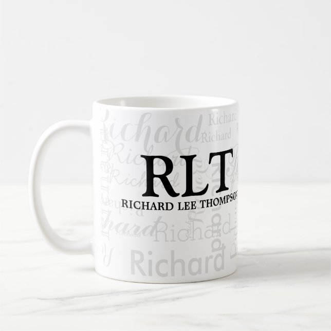 Name and Initials Personalized Modern Monogram Mug (Left)