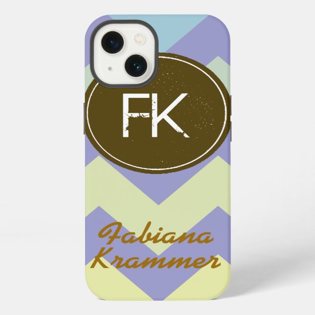 name and initials personalized on chevron iphone case (Back)