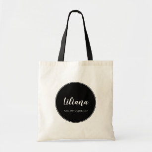 Name Meaning Monogram Personalized Small Canvas Tote Bag