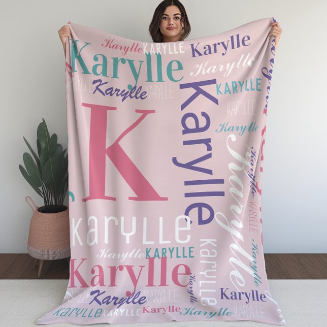 Name and Monogram Cloud Word Art Blanket For Girls (Name and Monogram Cloud Word Art Blanket For Girls)