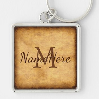 Name And Monogram Gifts For Men Monogram Keychains by YourSportsGifts at Zazzle