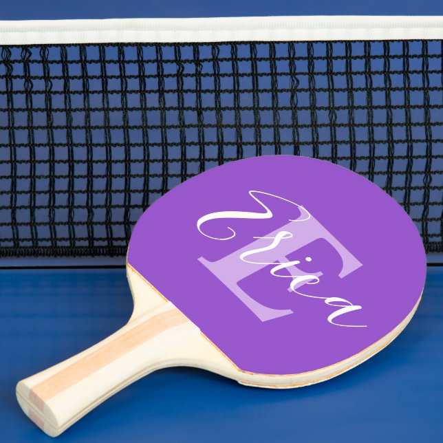 Name and monogram letter E purple custom Ping Pong Paddle (Insitu)