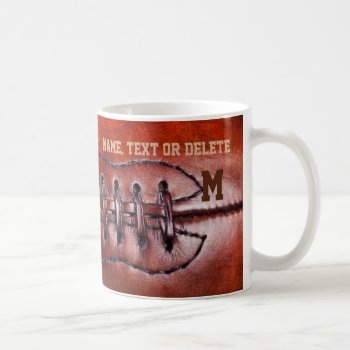 Name And Monogram Or Number Vintage Football Mug by YourSportsGifts at Zazzle