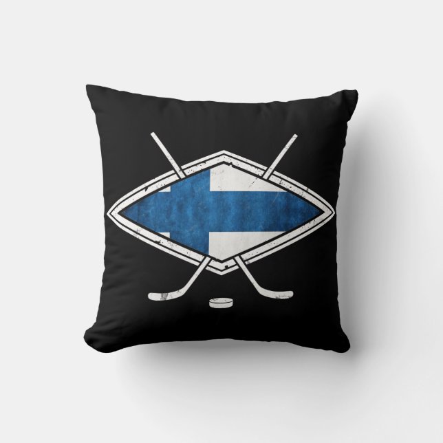 Name And Number Finnish Ice Hockey Throw Pillow (Front)