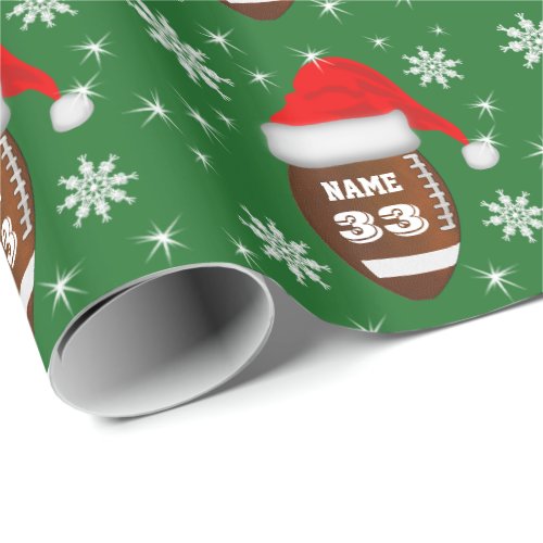 Name and Number Football Christmas Wrapping Paper