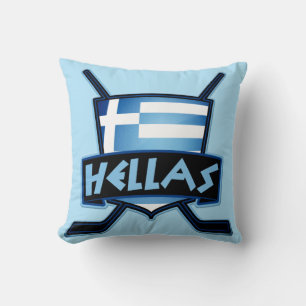 Name And Number Greece Hockey Logo Throw Pillow