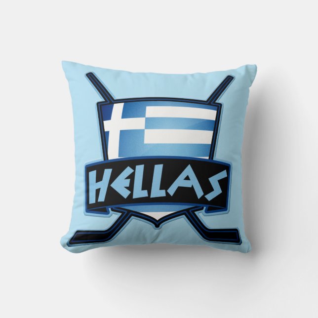 Name And Number Greece Hockey Logo Throw Pillow (Front)