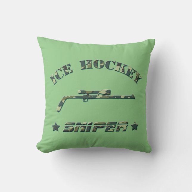 Name And Number Ice Hockey Sniper Throw Pillow (Front)
