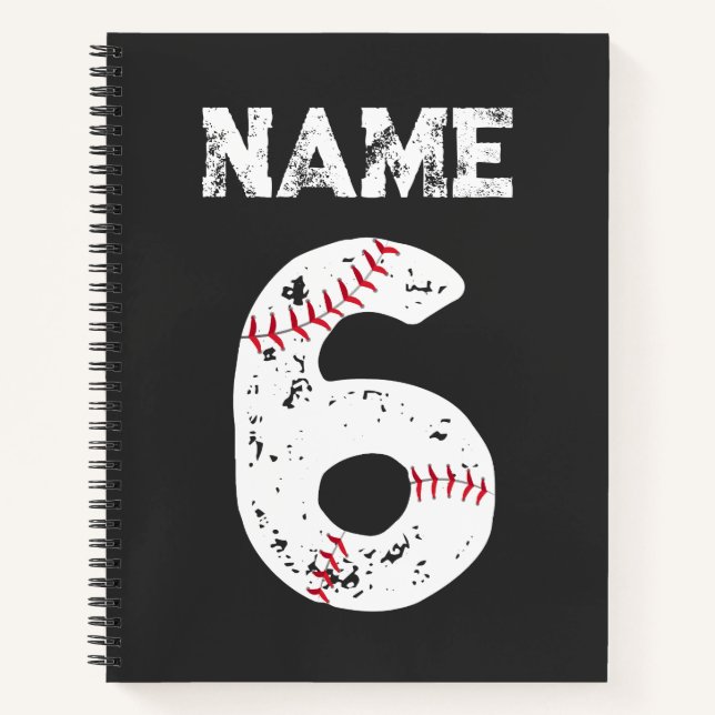 Name and Numbered 6 Baseball, Baseball Team Notebook (Front)
