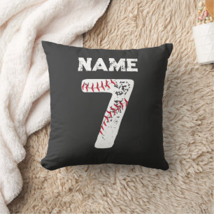 Name and Numbered 7 Baseball, Baseball Team Throw Pillow