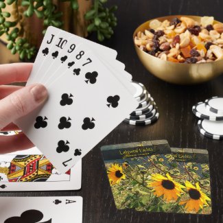 Name AND Personalized Photo Sunflowers Storm Cloud Playing Cards