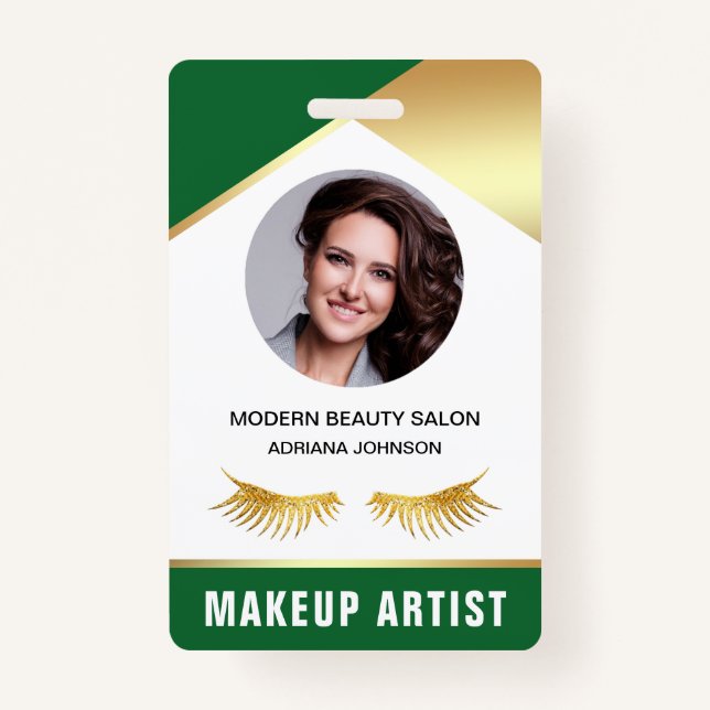 Name and Photo Beauty Salon Makeup Artist ID Card Badge (Front)