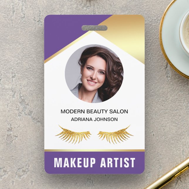 Name and Photo Beauty Salon Makeup Artist ID Card Badge (Creator Uploaded)