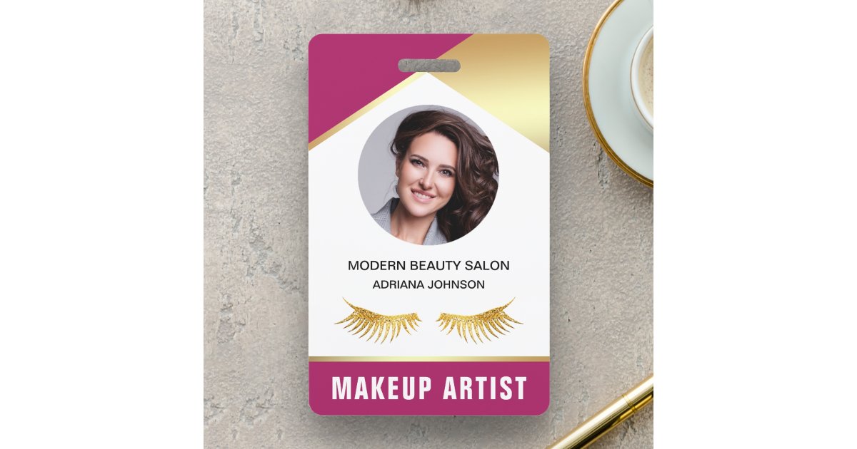 Name and Photo Beauty Salon Makeup Artist ID Card Badge