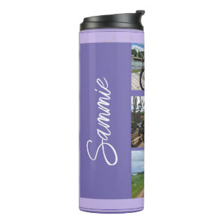 Name and Photo Collage Purple Thermal Tumbler