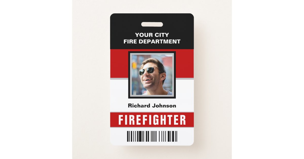 name-and-photo-fire-department-firefighter-id-card-badge-zazzle
