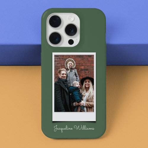 Name And Photo Green Elegant iPhone 15 Pro Case