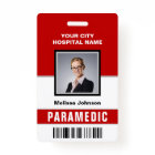 Name and Photo Medical Emergency Paramedic ID Card
