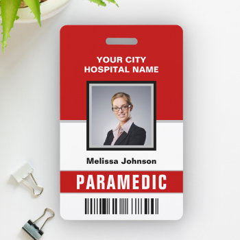 Name And Photo Medical Emergency Paramedic Id Card Badge by ShabzDesigns at Zazzle