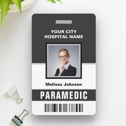 Name and Photo Medical Emergency Paramedic ID Card Badge