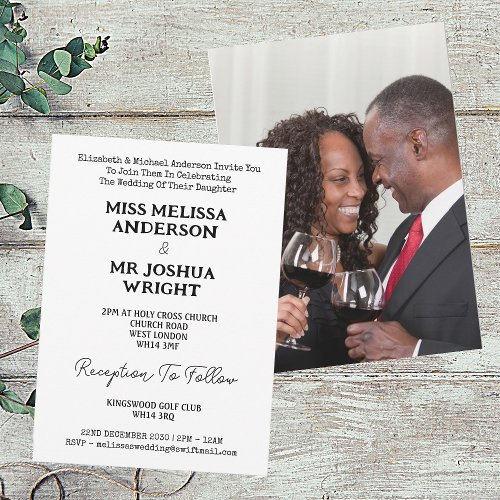 Name And Photo Mr  Mrs Elegant Script Wedding Invitation