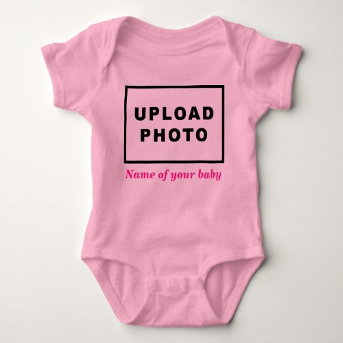 Name and Photo of Your Baby on Pink Baby Bodysuit