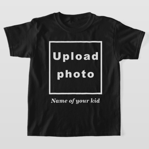 Name and Photo of Your Kid on Black Kids T_Shirt