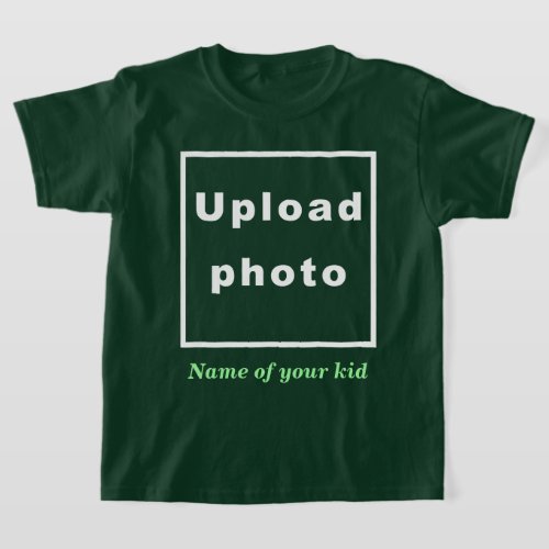 Name and Photo of Your Kid on Deep Forest Kids T_Shirt