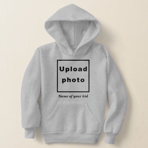 Name and Photo of Your Kid on Gray Pullover Hoodie
